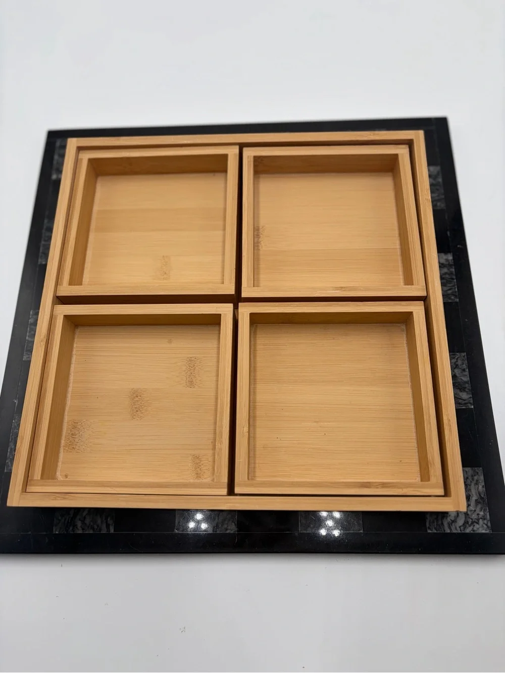 Bamboo 4-Compartment Trinket Tray- Natural